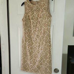 Ralph Lauren Tan Floral Laced SEQUINED Dress